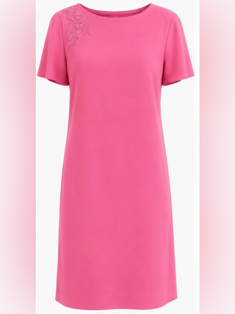 NWT Trina Turk Pink Embroidered Bubble Catch Shift Dress | Lace Back | Size 12